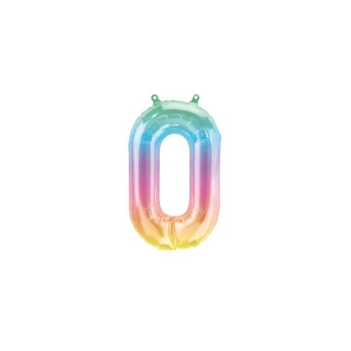 Pastell Ombre Folienballon Zahl 0