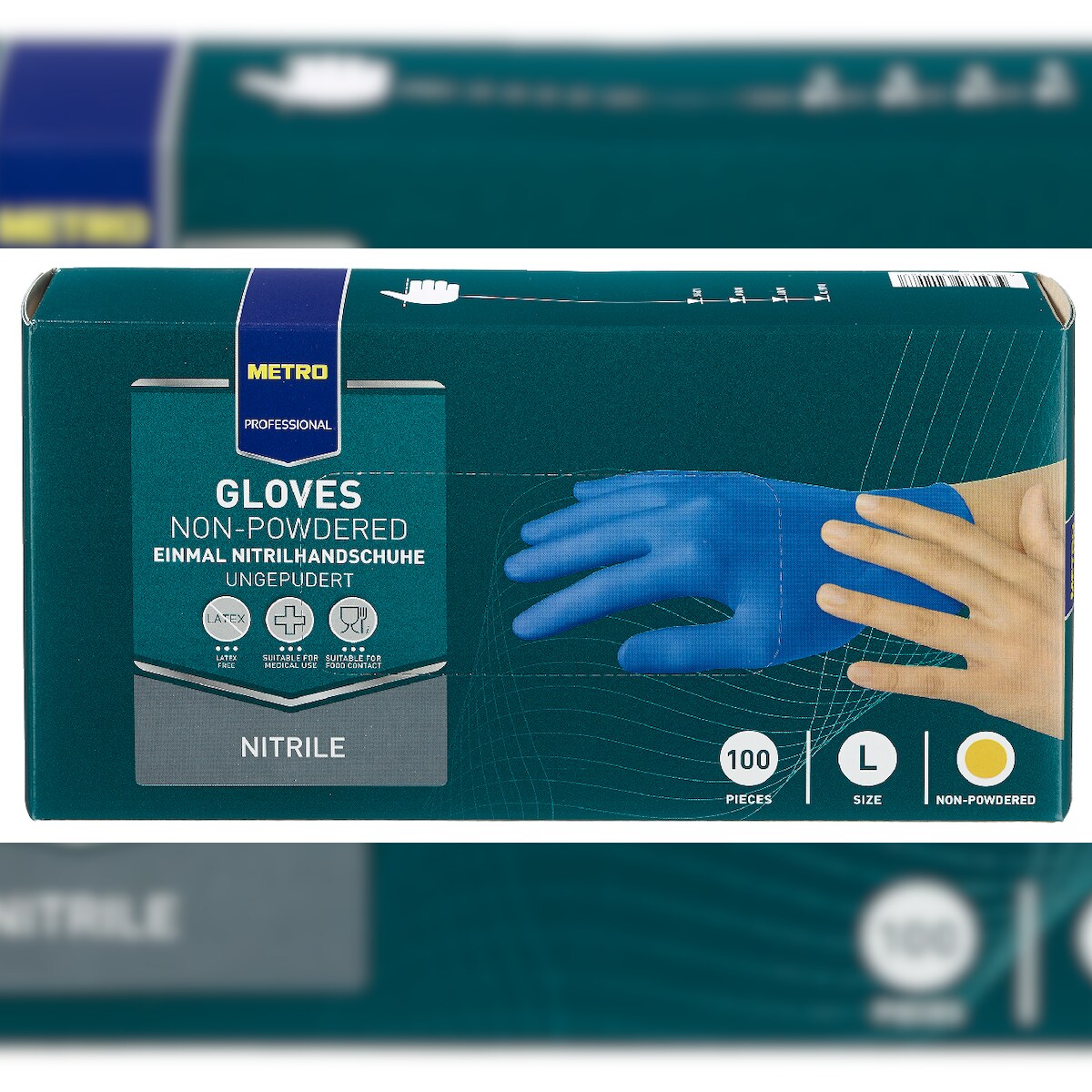 METRO Professional Einmalhandschuhe, Nitril, ungepudert, Größe L, blau, 100 Stück Image