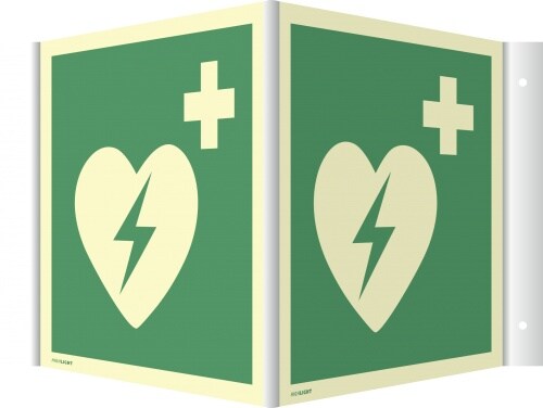 Winkelschild Automat. ext. Defibrillator, Kunststoff, nachl.,160-mcd, 148x148 mm Image