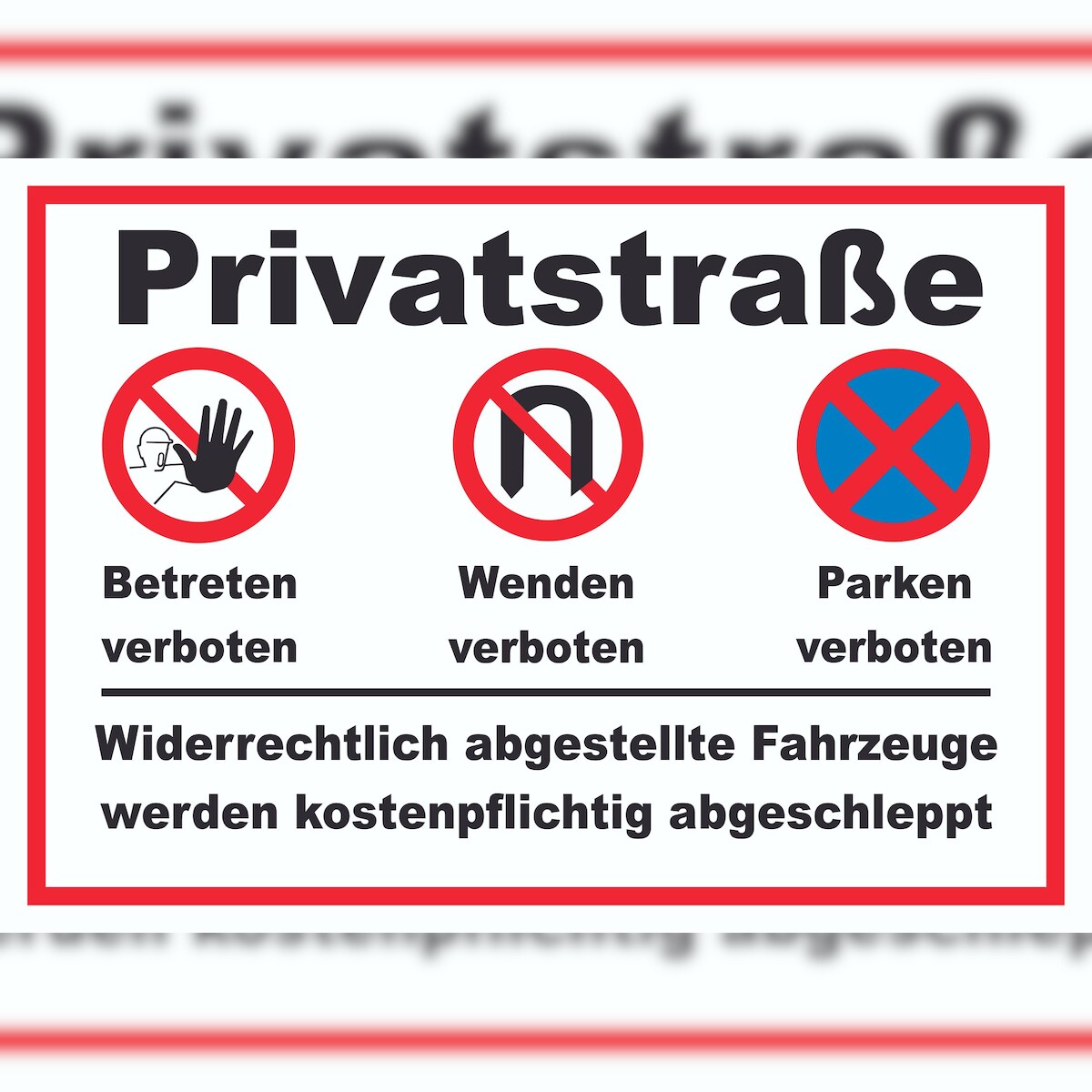 Privatstrasse Schild A5 Rückseite selbstklebend Image