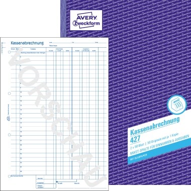 Avery Zweckform Kassenabrechnung 427 DIN A4 2x50Blatt Image