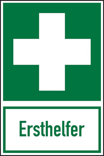 Rettungszeichen, Kombischild Ersthelfer - ASR A1.3 (DIN EN ISO 7010) - 200x300x1.5 mm Kunststoff nachleuchtend Image