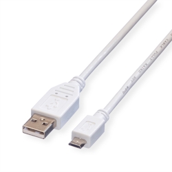 VALUE USB 2.0 Kabel, USB A ST - Micro USB B ST, weiß, 1,8 m Image