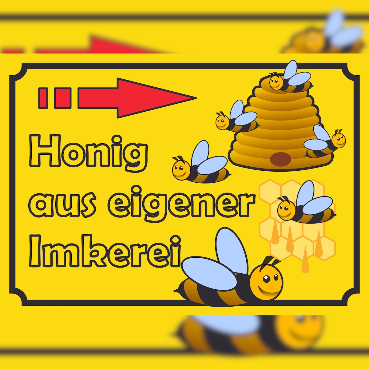 HB-Druck Verkaufsschild Schild Honig rechts A3 (297x420mm) Image