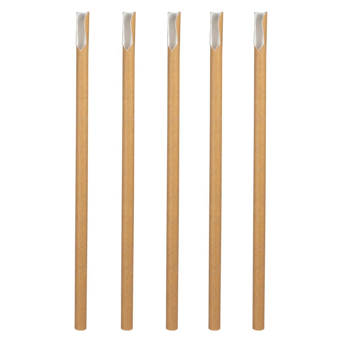 VEPATIM 100x Trinkhalme aus Papier mit Löffel dick braun natur O8mm 21cm Image
