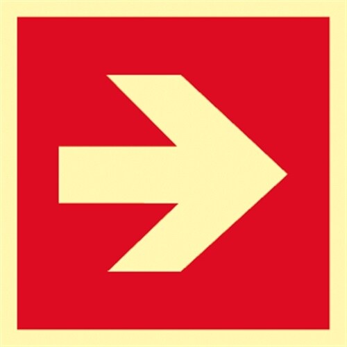 Schild Richtungsangabe DIN ISO 3864, Aluminium, rot/nachleucht., 160-mcd, 200x200 mm Image