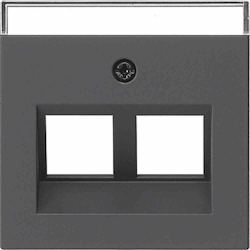 Gira System 55 Zentralplatte, Modular-Jack, schwarz, mit Beschriftungsfeld, 2640005 Image