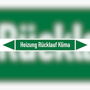 Rohrleitungskennzeichen Heizung Rücklauf Klima - 100x15 mm Folie selbstklebend Image