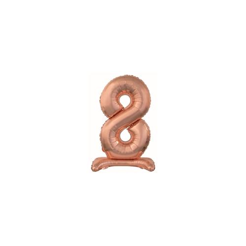 XL Folienballon Zahl 8 Roségold stehend