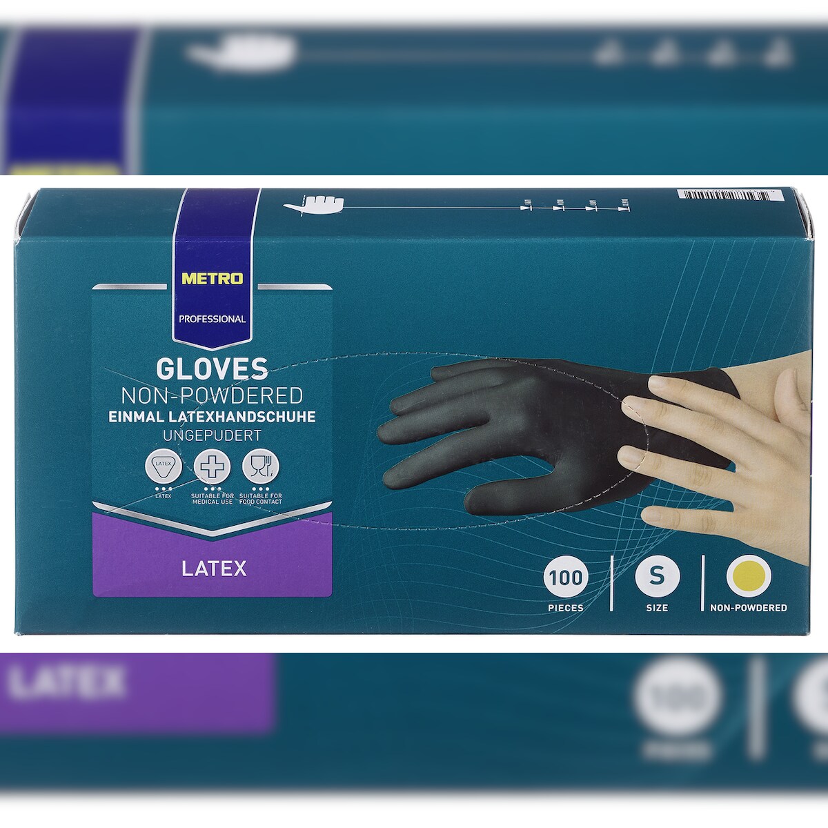 METRO Professional Einmalhandschuhe, Latex, ungepudert, Größe S, schwarz, 100 Stück Image