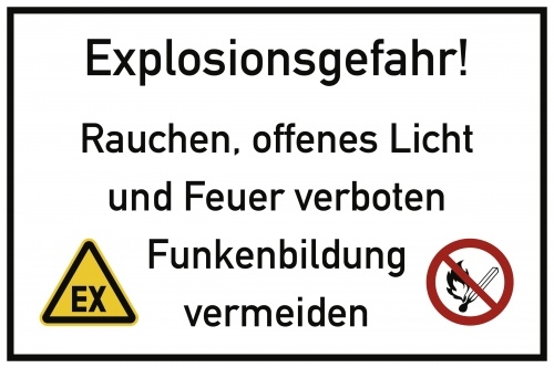 Explosionsgefahr! Rauchen, offenes Licht und Feuer ..., Folie, 300x200 mm Image