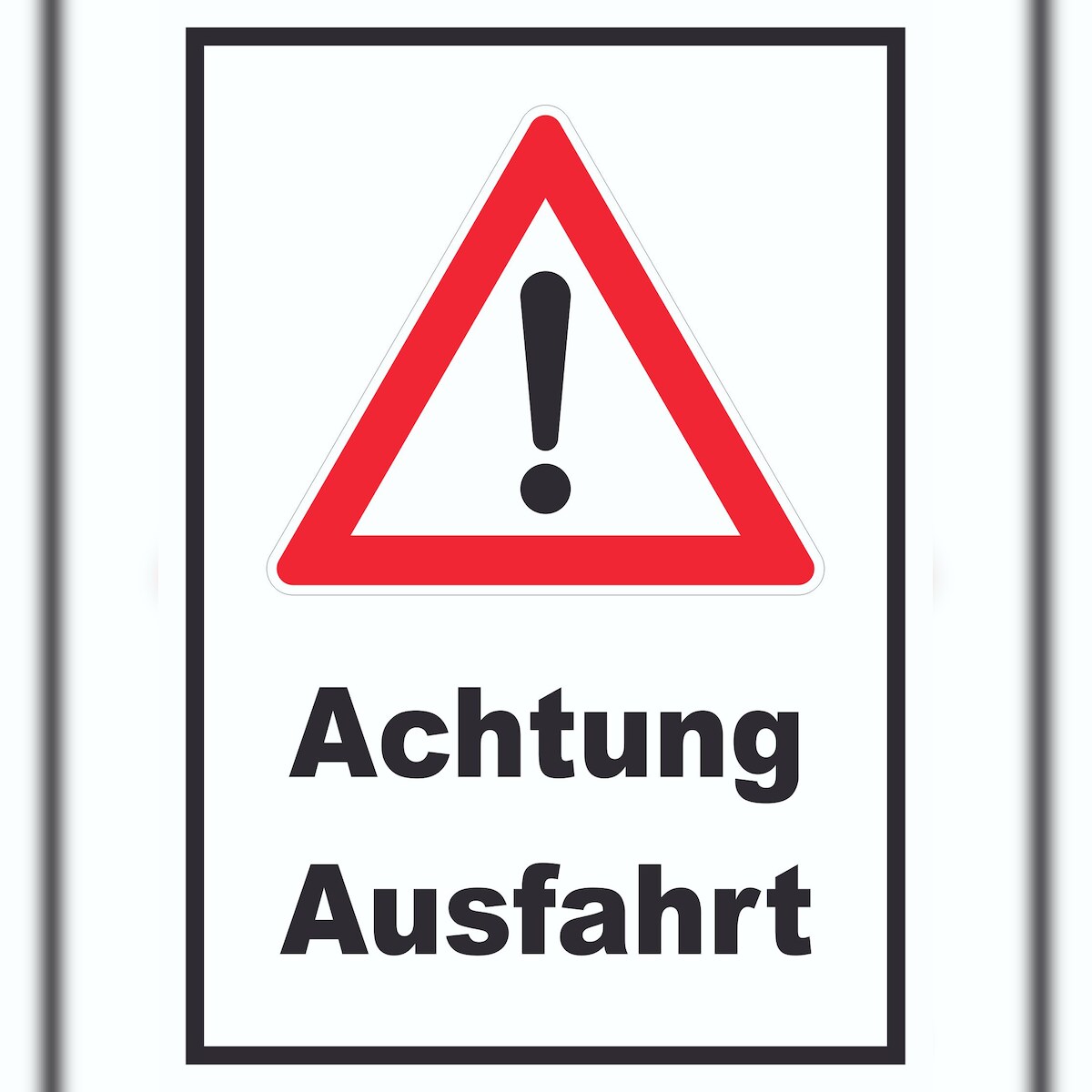 Achtung Ausfahrt Schild A4 Rückseite selbstklebend Image