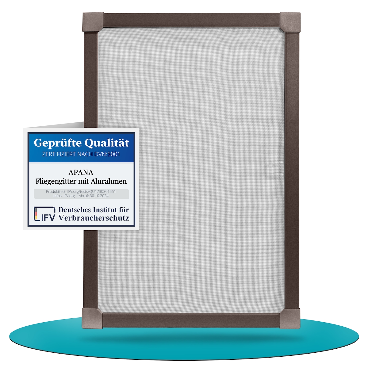 APANA Fliegengitter Insektenschutz Fenster Alu Rahmen nach auf Maß ohne Bohren Bausatz,Farbe:braun (RAL8017),Größe (Breite x Höhe):40 x 60 cm Image