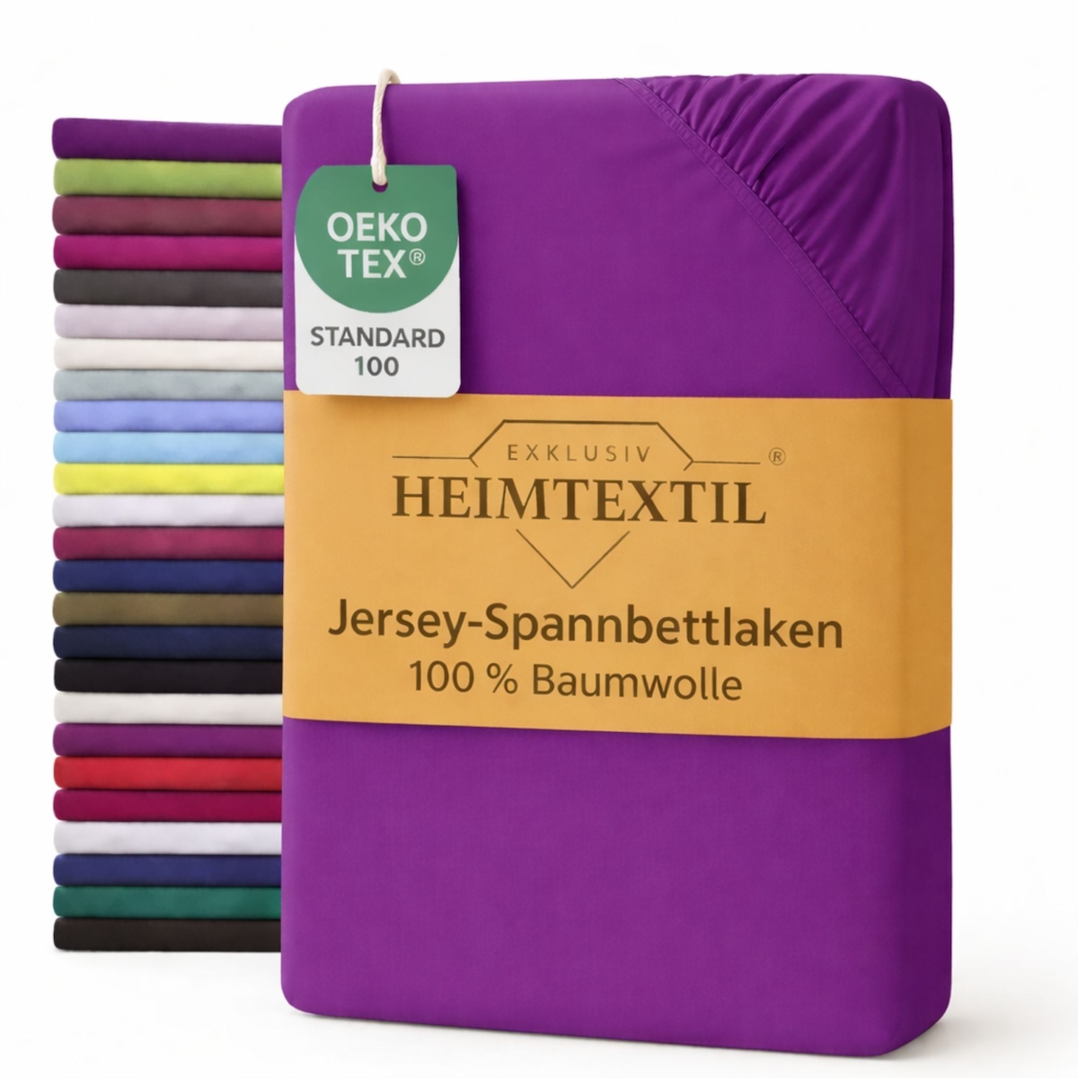 EXKLUSIV HEIMTEXTIL Jersey Spannbettlaken 90 x 200 cm Lila 100% Baumwolle Öko - Tex Zertifiziert Bed-Sheet Bettlaken Spannbetttuch Image