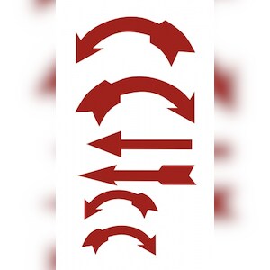 Aufkleber - Richtungspfeile rot, Folie, 85x145 mm, 6 Pfeile/Bogen Image
