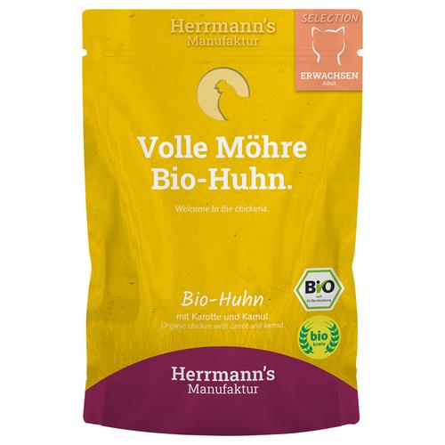 20x 100g Herrmann's Selection Bio-Huhn mit Bio-Karotte & Bio-Kamut Katzenfutter nass