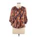 Ruby Rd. Long Sleeve Blouse: Orange Tops - Women's Size 6 Petite