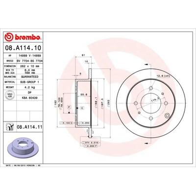 BREMBO Bremsscheibe hinten rechts links voll 262mm für HYUNDAI KIA 584113C000 5841138300 5841138310 08.A114.10