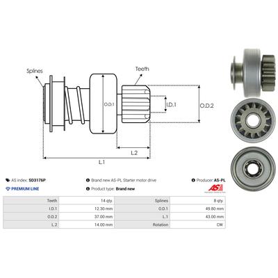 AS-PL Freilaufgetriebe, Starter Universal SD3176P Image