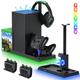 Upgraded RGB Charging Stand with Cooling Fan for Xbox Series X Console & Controller,Dual Charger Station Cooler System Accessories with 15 RGB Lights,2 x 1400mAh Rechargeable Battery