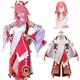RUIZE Genshin Impact Cosplay Costume Outfit with Wig,Women Yae Miko Cosplay Uniform Dress Full Set Halloween Party Anime,Red,L