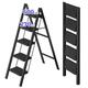 JOISCOPE 5 Step Ladder With Anti Slip Wide Treads Step Stool, 270 KG Load Capacity Lightweight Folding Step Ladder, Portable Step Stool, Indoor/Outdoor Multifunctional Safety Household Ladder, Black