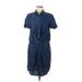 Bailey 44 Casual Dress - Shirtdress High Neck Short sleeves: Blue Solid Dresses - Women's Size Medium