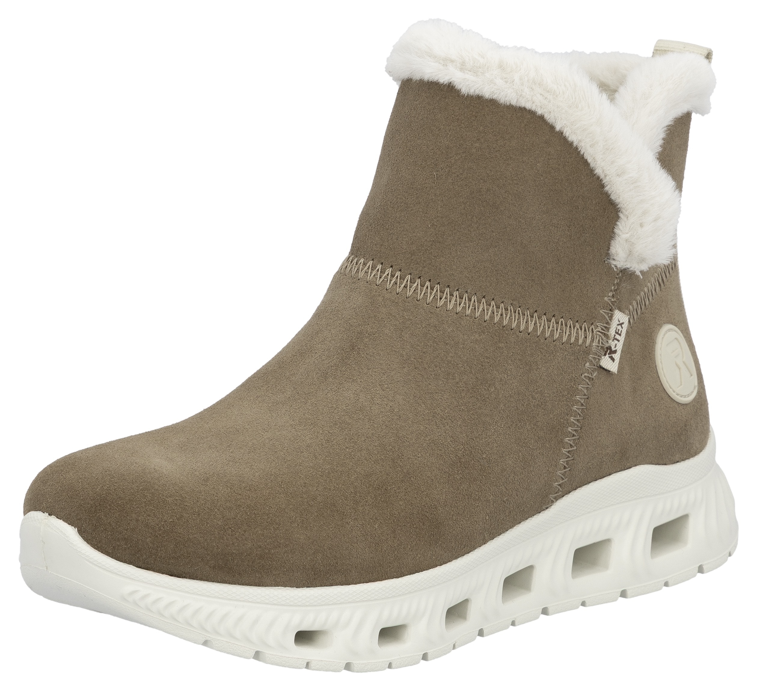 Winterboots RIEKER SPORT, Damen, Gr. 38, beige, Textil, Veloursleder, Schuhe Winterboots, mit wasserabweisender riekerTEX-Membran, Topseller