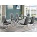 Rosdorf Park Kalek Rectangular 79" L x 40" W Dining Set Glass/Upholstered/Metal in Gray | 30 H x 40 W x 79 D in | Wayfair