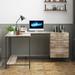 17 Stories Dwright 64" W L-Shaped Computer Desk w/ & Cabinet Wood/Metal in Brown | 31.5 H x 64 W x 64 D in | Wayfair