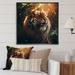 Latitude Run® Double Exposure Tiger Lensflare Silhouette II - Print Canvas, Cotton in White | 36 H x 36 W x 1.5 D in | Wayfair