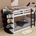 Sunside Sails Saroyan Twin over Twin Boat-Like Shape Bunk Bed in White/Black | 64.2 H x 42.4 W x 100 D in | Wayfair