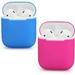 Compatible with AirPods Case Cover Skins 2X Case for Airpods Case 1&2 Protective Shockproof [Front LED Visible][Support Wireless Charging] (Blue + Rose Red)