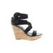 Steve Madden Wedges: Black Print Shoes - Women's Size 8 1/2 - Open Toe