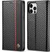 IPhone 12 6.1 inch Case Carbon Fiber Premium PU Leather Ultra Thin Shookproof Anti-Fall Folding Screen Phone case Compatible with iPhone 12 6.1 inch Vertical Red Line