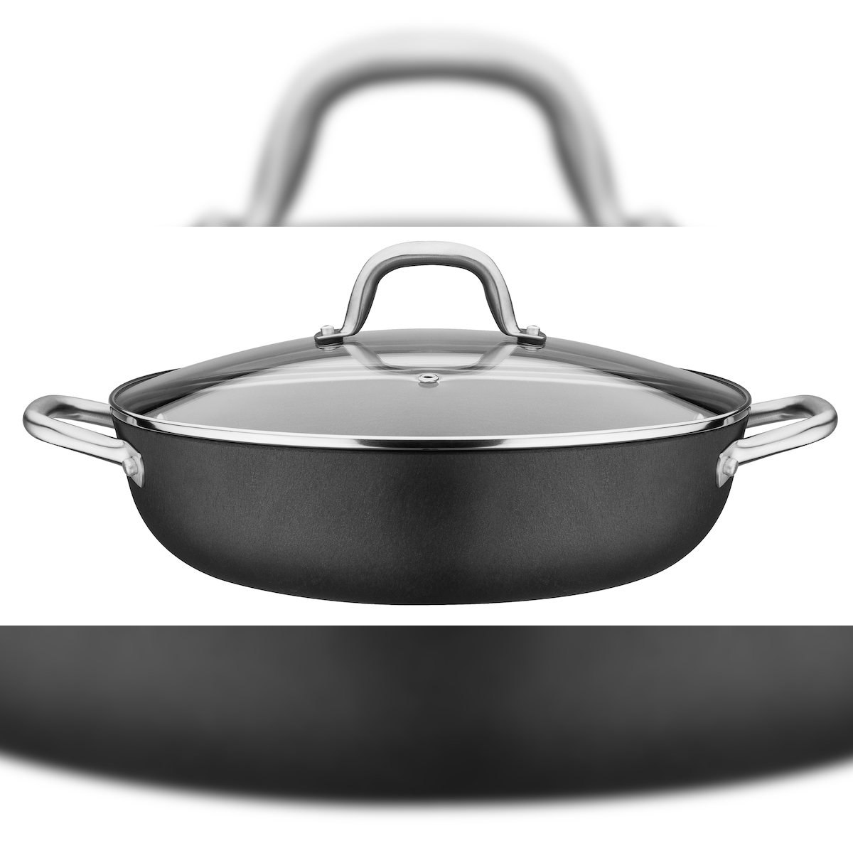 GSW Servierpfanne Gusseisen Robusta 30 x 8,5cm mit Glasdeckel, induktionsgeeignet, backofengeeignet bis 240°C Image