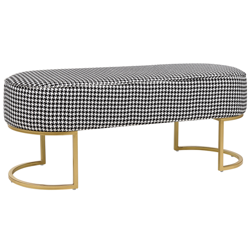 Bettbank Schwarz-Weiß aus Stoff Goldenes Gestell 104 cm Glamourös Edel Elegant Sitzbank für Schlafzimmer