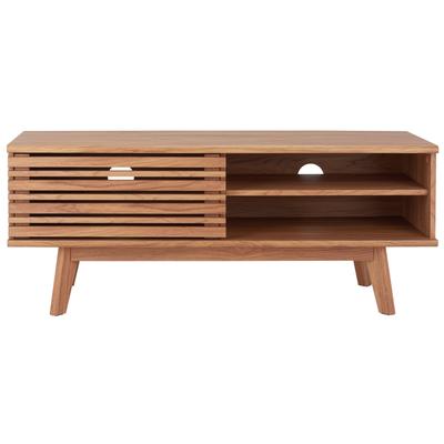 SAFAVIEH Aurelio Walnut 47-inch Storage Media TV Stand - 47" W x 15" L x 19" H