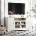 59.8"TV Media Stand, TV Stand with 2 Tempered Glass Doors Adjustable Panels Open Style Cabinet for TV up to 65in