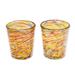 Novica Handmade Rainbow Centrifuge Handblown Juice Glasses (Pair)