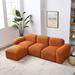 Recliner Sofa, L-Shape Sectional Sofa Set with Ottoman, 3 Seat DIY Modular Couch, Teddy Fabric Upholstered Sofa, Orange