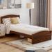 Twin Size Platform Bed Frame with Storage Drawer & Wood Slats Support