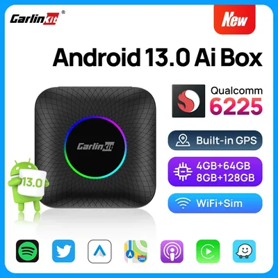 Carlinkit-Boîtier Smart TV Android 13 8 Go/128 Go QCM6225 8 cœurs adaptateur sans fil pour