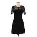 Rebecca Minkoff Cocktail Dress - Mini Crew Neck Short sleeves: Black Print Dresses - Women's Size 2
