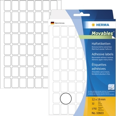 HERMA Haftetikett Movables 10603 12x18mm weiß 1.792 St./Pack. Image