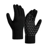 Tooayk Workout Gloves Men Gloves Winter Reinforced Knitted Wool Cycling Screen Gloves Work Gloves Fingerless Gloves Black