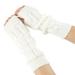 Tooayk Workout Gloves Winter Warm Women s Long Cable Twist Knit Acrylic Gloves Arm Warmers Fingerless Gloves Thumb Hole Gloves Mittens Work Gloves Fingerless Gloves White