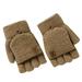 Tooayk Workout Gloves Winter Knitted Fingerless Gloves Thermal Insulation Warm Convertible Mittens Flap Cover for Men Women Work Gloves Fingerless Gloves Khaki