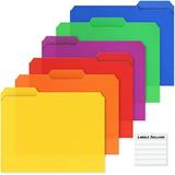 Dunwell Plastic Colored File Folders - (6 Pack) Sturdy 1/3 Tab File Folders Letter Size Assorted Colored Manila Folders 8.5 x 11 Poly File Folders for Documents File Folders with Tabs With Labels