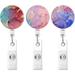 Retractable Badge Holders Cute Nursing Badge Reel Badge Clip ID Card Holders (3pack Modern Marble)